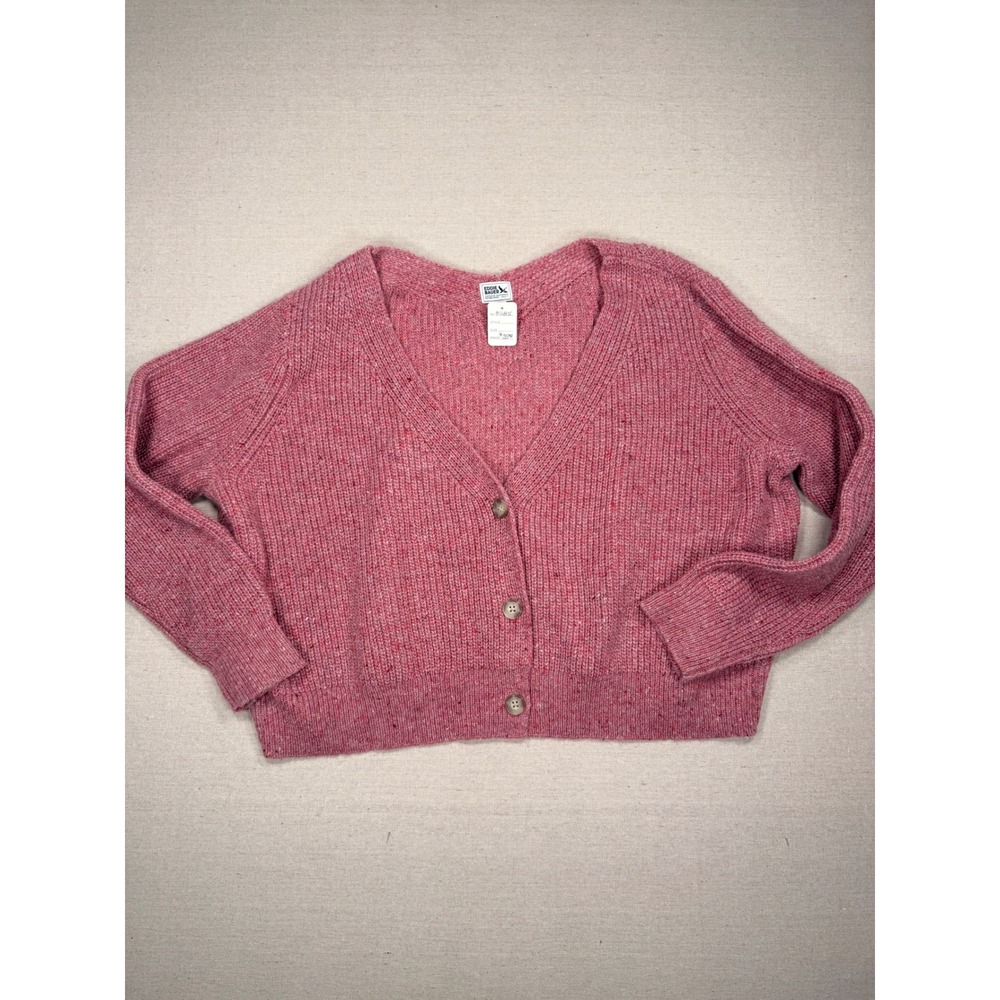 Eddie Bauer Womens 2XL Pink Marl Knit V-Neck Button Front Cardigan Sweater